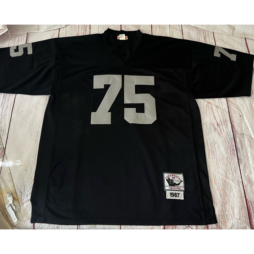 Mitchell & Ness 1987 Howie Long LA Raiders Throwback Jersey Mens 56 Black Silver